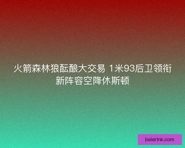 火箭森林狼酝酿大交易 1米93后卫领衔新阵容空降休斯顿